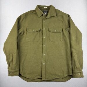 J Crew Shirt Mens Medium Army Olive Green Brushed Twill Long Sleeve Button